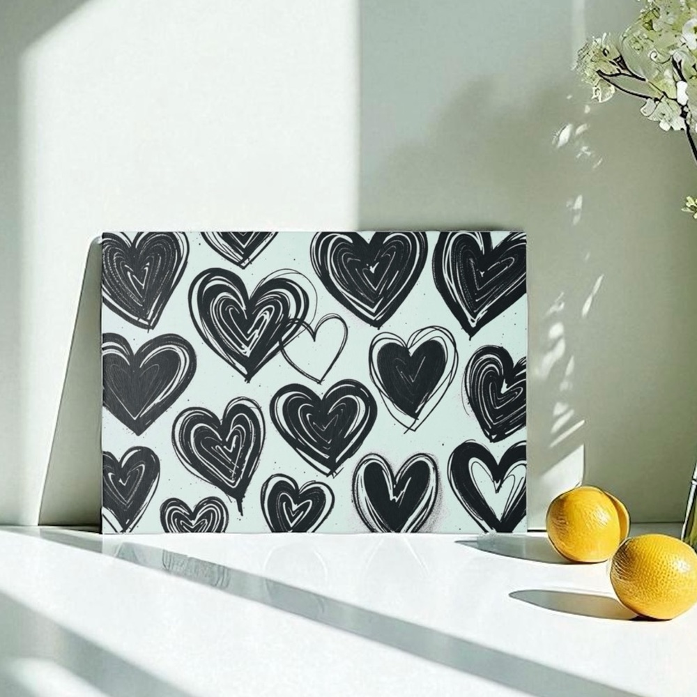 New Black Hearts Glass Cutting Board Charcuterie